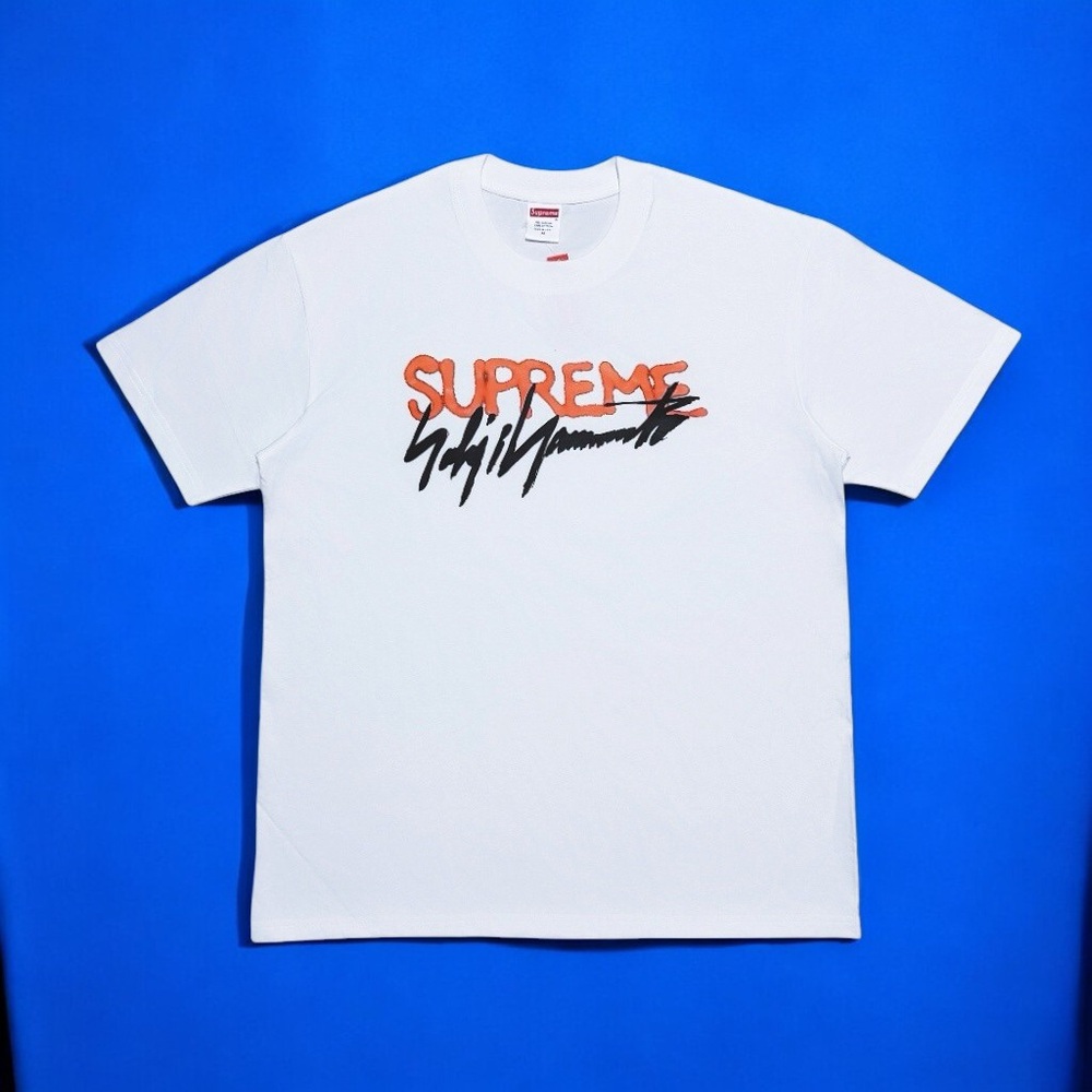 Supreme White Tee with Orange and Black Design